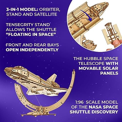 UGEARS NavLETTE Spatiale Discovery de la NASA - Maquette en Bois à Construire pour Adultes Passionnés d'Espace - Échelle